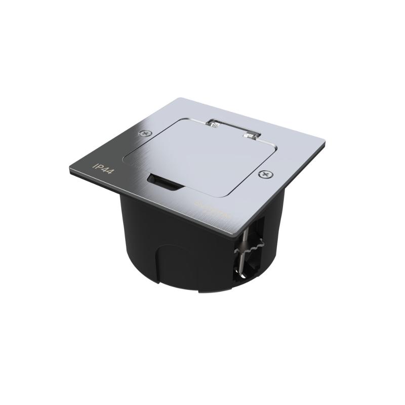 MultiDesk Лючок на 2 модуля IP44 с монтажной коробкой для стены, фальшпола, стола СЕРЕБРО, тип MDK20 | MDK20102SA | SE — Systeme Electric