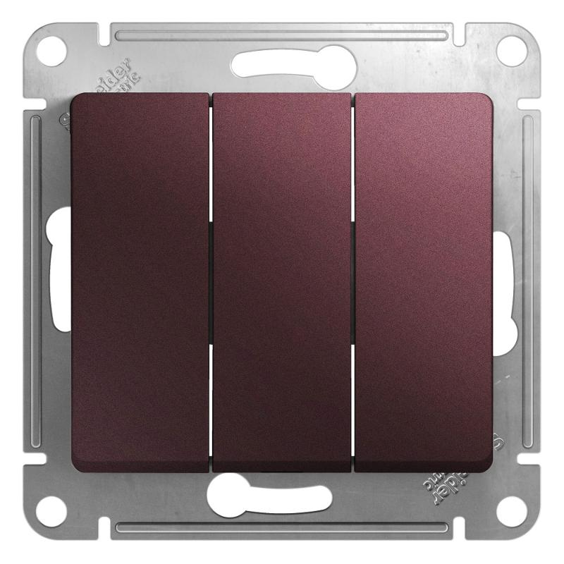 Glossa Баклажановый Выключатель 3-клавишный , сх.3, 10AX | GSL001131 | SE — Systeme Electric