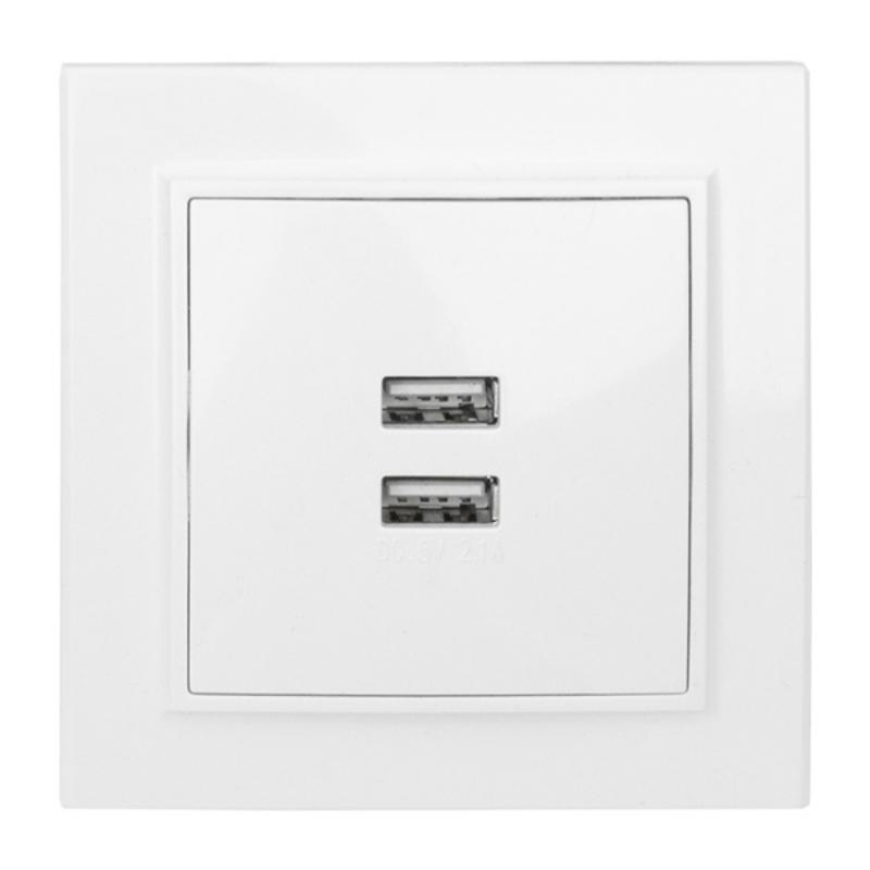 Минск Розетка USB 2-местная СП 2,1А  белая   | ERR-2USB-100 | EKF — EKF