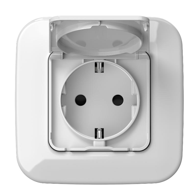 FLITE Розетка с заземлением со шторками с крышкой быстрозажимные клеммы 16А IP44 РСшкр11-1-44-ФлБ белый | FI-R16-16-1-44-K01 | IEK — миниатюра 7
