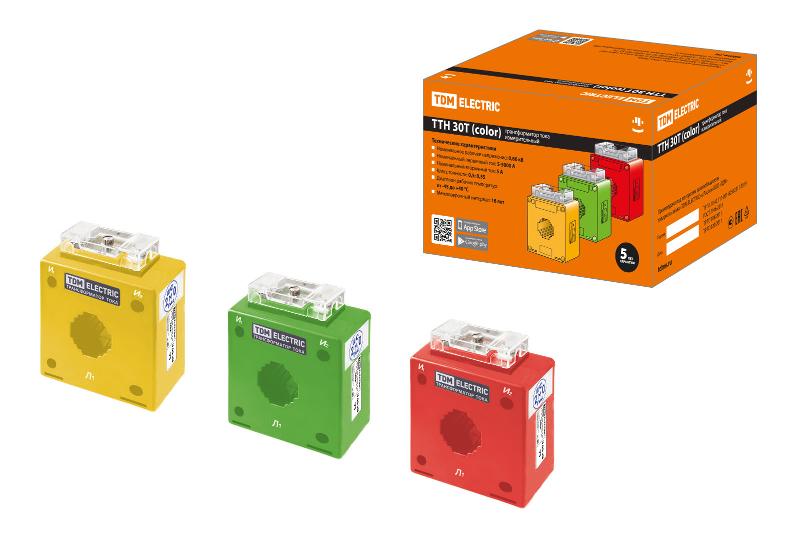Трансформатор тока ТТН 30T/100/5-5VA/0,5-Р (3 шт., color) | SQ1101-1209 | TDM — фото 1 | Sento