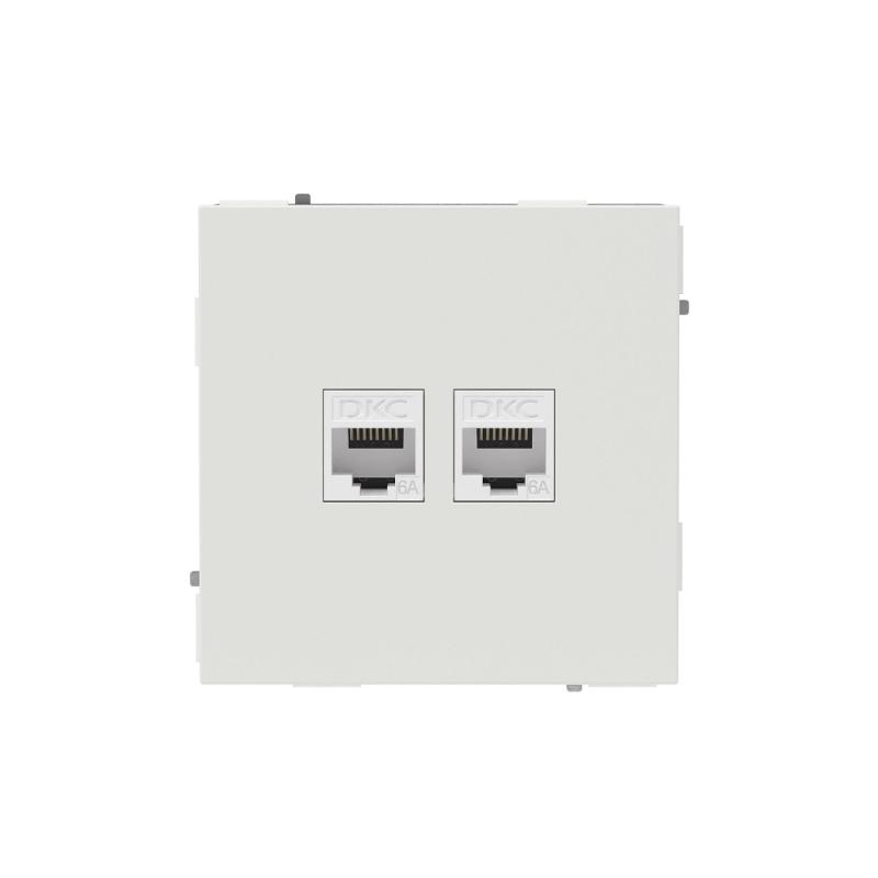 Компьютерная розетка RJ-45 без шторки, кат.6А двойная, KANT, белый песок | 7010674 | DKC — DKC (ДКС)