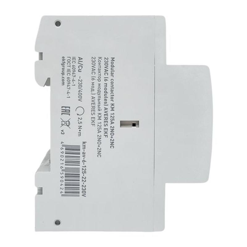 Контактор модульный КМ 125А 2NO+2NC 230VAC (6 мод.) AVERES | km-av-6-125-22-230V | EKF — миниатюра 4