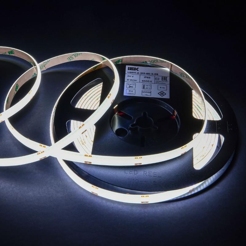 Лента LED 5м COB-312LED 8Вт/м IP65 8мм 24В 6500К — миниатюра 4
