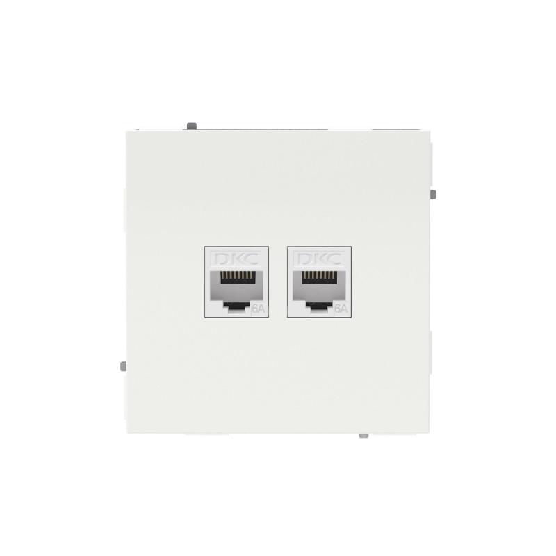 Компьютерная розетка RJ-45 без шторки, кат.6А двойная, KANT, белая магнолия | 7000674 | DKC — миниатюра 1