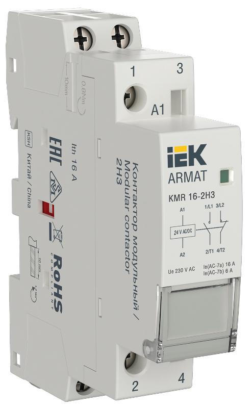 ARMAT Контактор модульный KMR 16А 24В AC/DC 2НЗ | AR-KMR20-016-02-024 | IEK — IEK (ИЭК)