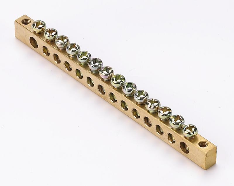 Шина нулевая 14 групп/крепеж по краям, сеч. 6x9 | 32004DEK | DEKraft — DEKraft