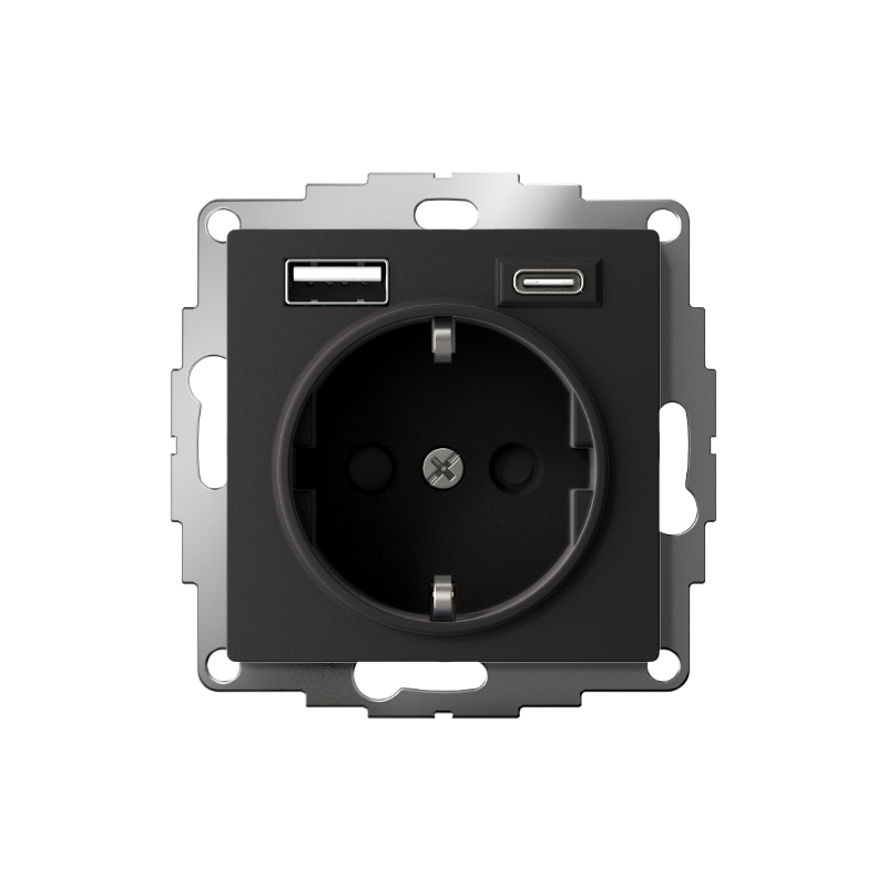 AtlasDesign Карбон Розетка 16А c 2 USB A+С механизм | ATN001032 | SE — миниатюра 2