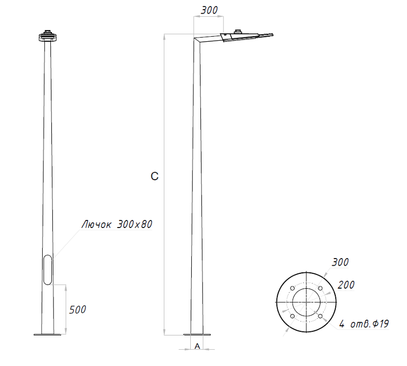 Осветительный комплекс GALAXY LED 55W DW 827 RAL9006 POLE 6M (в комплекте ЗДФ) | 4730000200 | Световые Технологии — миниатюра 2