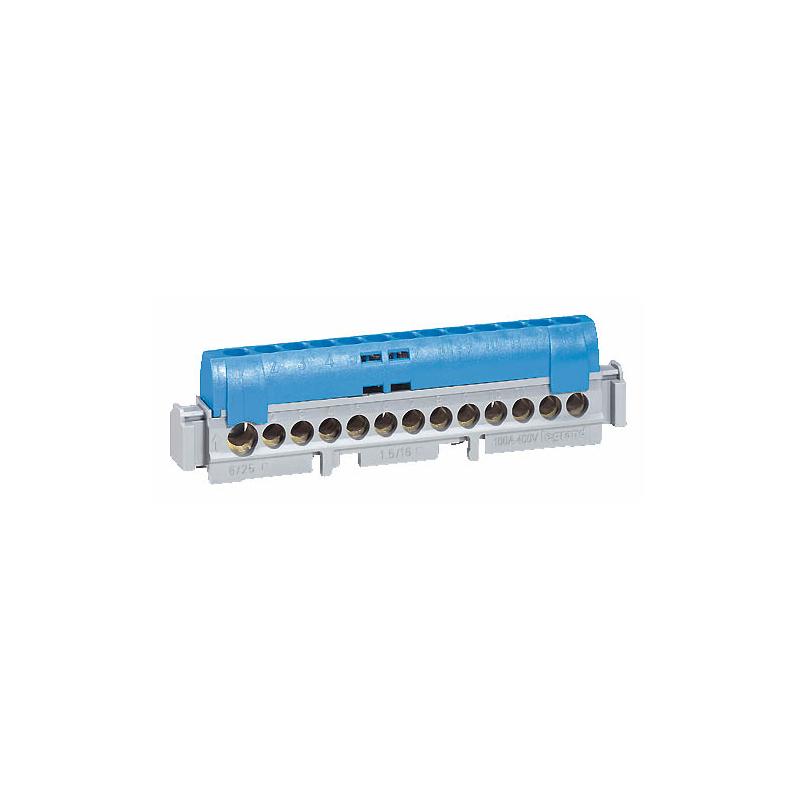 Клеммная колодка IP 2X - нейтраль - синяя - 1 x 6-25 мм² - 21 x 1,5-16 мм² - длина 176 мм | 004846 | Legrand — Legrand