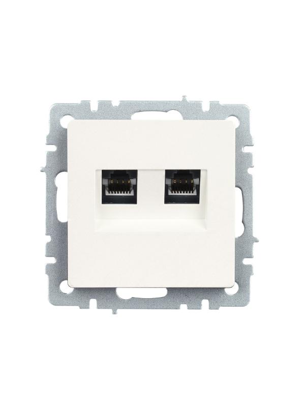 BRITE Розетка двойная RJ11+RJ45 кат.5E РК/Т12-БрЖ жемчужный  | BR-KT20-O-1-K36 | IEK — миниатюра 8