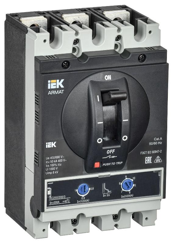 ARMAT Авт. выкл. лит. корпус 3P G 50кА 200А ТМ рег.  | AR-MCCB-3G-050-0200A-ATUC | IEK — фото 1 | Sento