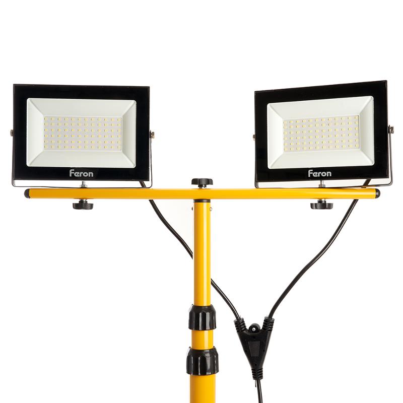Прожектор на штативе 2*70W 6400К 220V черный IP65 , LL-504 | 41544 | FERON — миниатюра 2