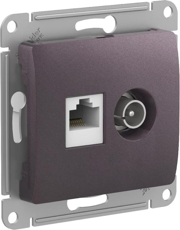 Glossa Сиреневый туман Розетка 2-ая TV + компьютерная RJ45, кат.5Е, механизм | GSL001489 | SE — Systeme Electric