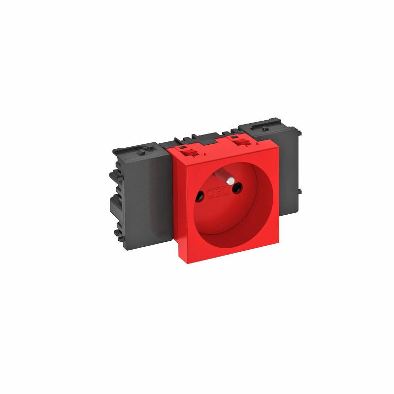 Розетка одинарная 0° Modul45connect франц. стандарт, 250 В, 16A (красный) (STD-F0C SRO1) | 6120538 | OBO Bettermann — OBO Bettermann