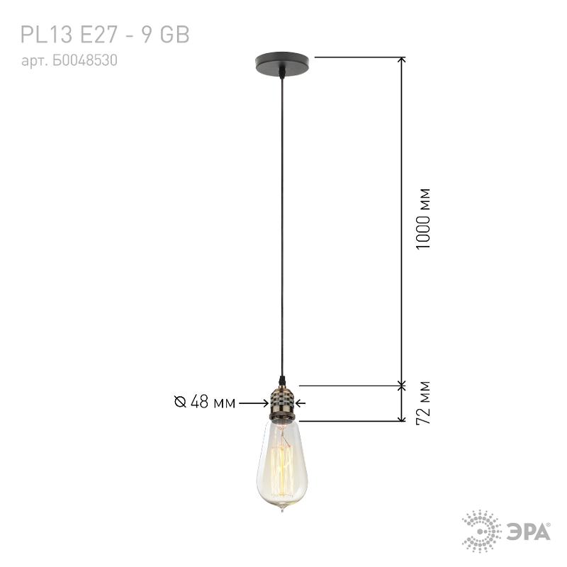 Светильник накладной подсветка PL13 E27 - 9 GB , цоколь Е27, провод 1 м, цвет медь (60/360) | Б0048530 | ЭРА — миниатюра 3