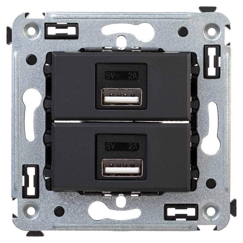 USB зарядное устройство в стену, "Avanti", "Черный матовый" | 4412543 | DKC — DKC (ДКС)