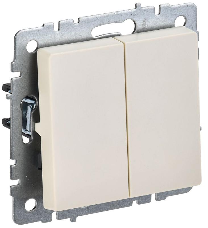 BRITE Выключатель 2-клавишный 10А ВС10-2-0-БрКр бежевый | BR-V20-0-10-K10 | IEK — IEK (ИЭК)