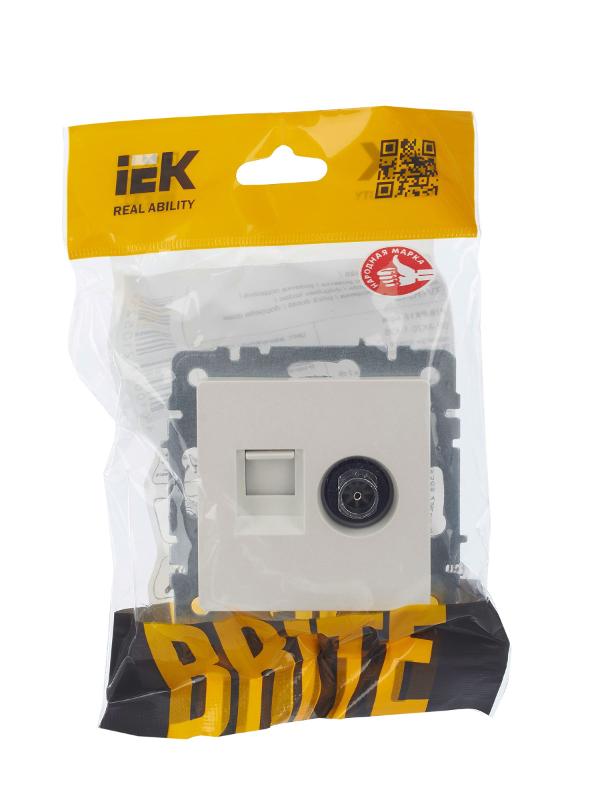 BRITE Розетка двойная TV+RJ45 кат.5E РТВ/РК12-БрЖ жемчужный  | BR-AK20-1-K36 | IEK — миниатюра 11