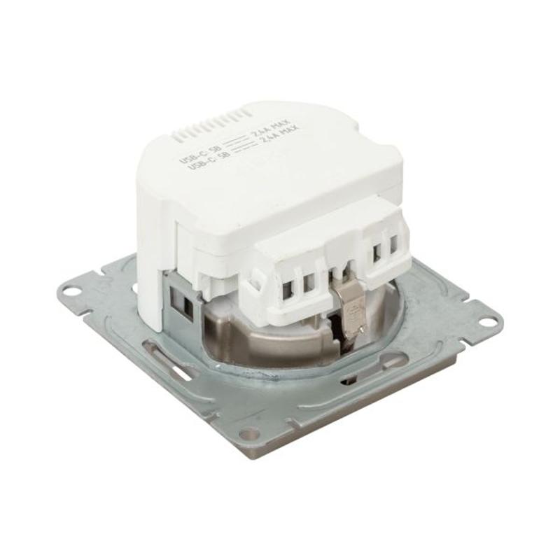 Механизм розетки с USB-C - 2шт, 16А, с заземлением, со шторками, шампань Эпика  |UP1-SOC-111-2USBC| EKF — миниатюра 12