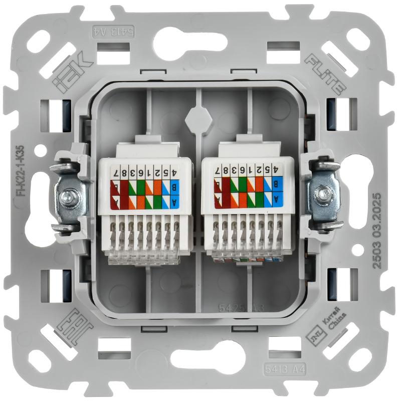 FLITE Розетка 2-ая компьютерная RJ45 кат.5Е UTP РК5е-2-0-ФлМ маренго | FI-K22-1-K35 | IEK — миниатюра 3