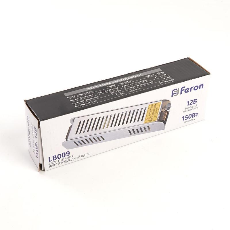 Трансформатор электронный для светодиодной ленты LB009  150W 12V (драйвер) 200*58*37мм | 21496 | FERON — миниатюра 6