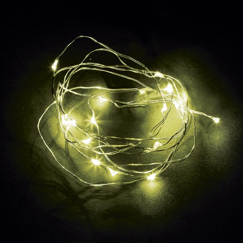 Гирлянда линейная 20 LED 2м, желтый, батарейки 2*АА, IP 20, шнур 0,5м ,CL570 | 41634 | FERON — миниатюра 2