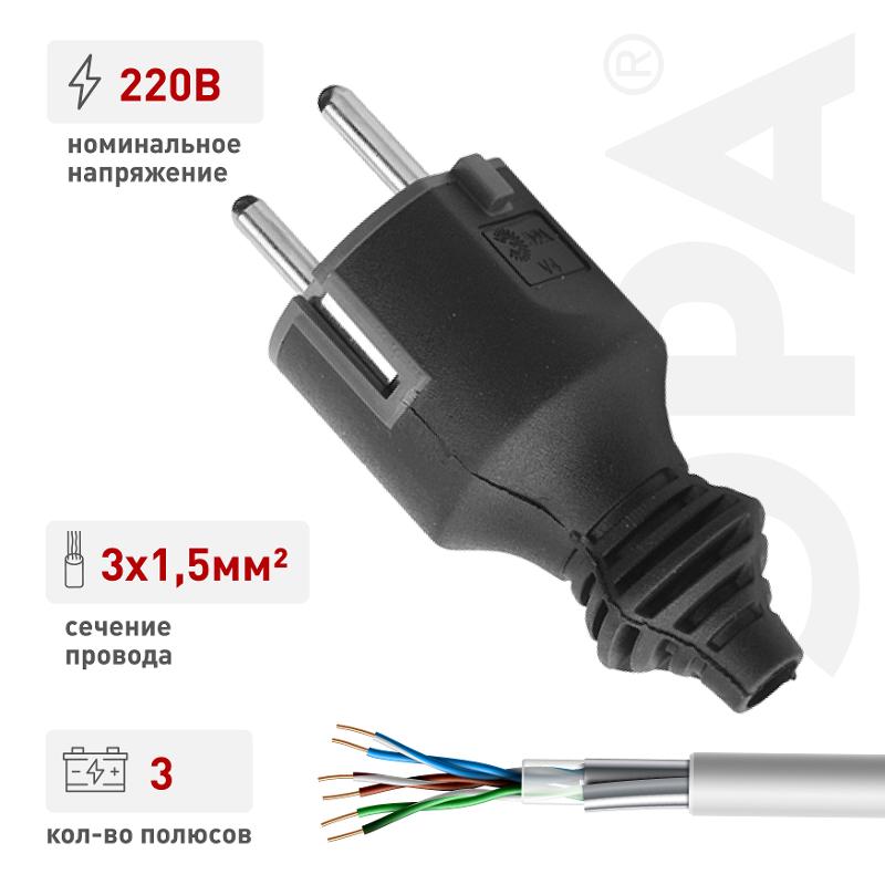 Вилка V4(B)  c/з 16A прямой ввод черная (10/200/6000) |Б0019189 | ЭРА — миниатюра 4
