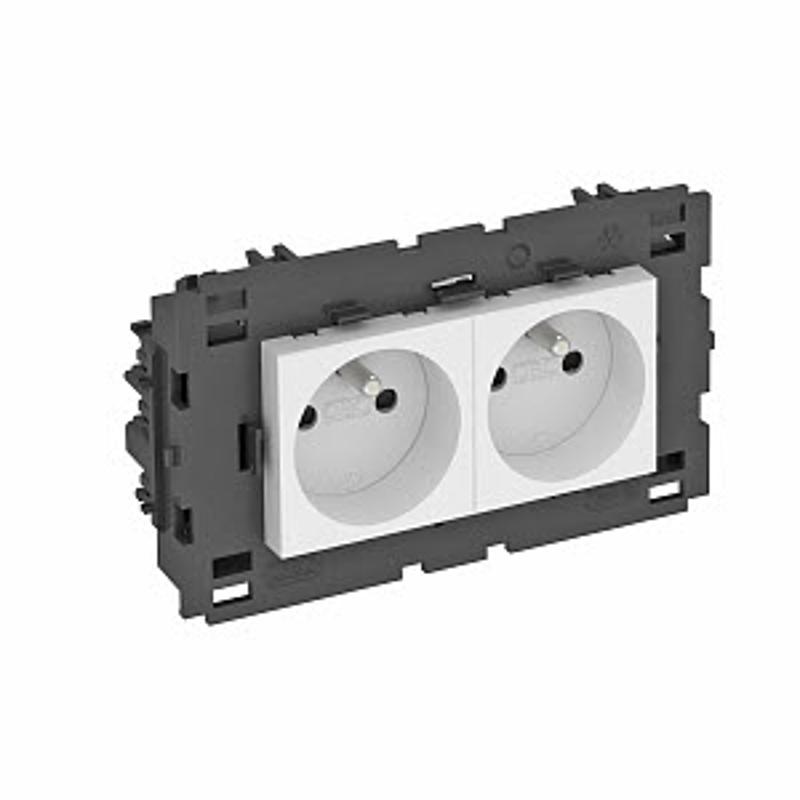 Розетка двойная 0° Modul45connect франц. стандарт, 250 В, 16A (белый) (STD-F0C8 RW2) | 6120622 | OBO Bettermann — миниатюра 2