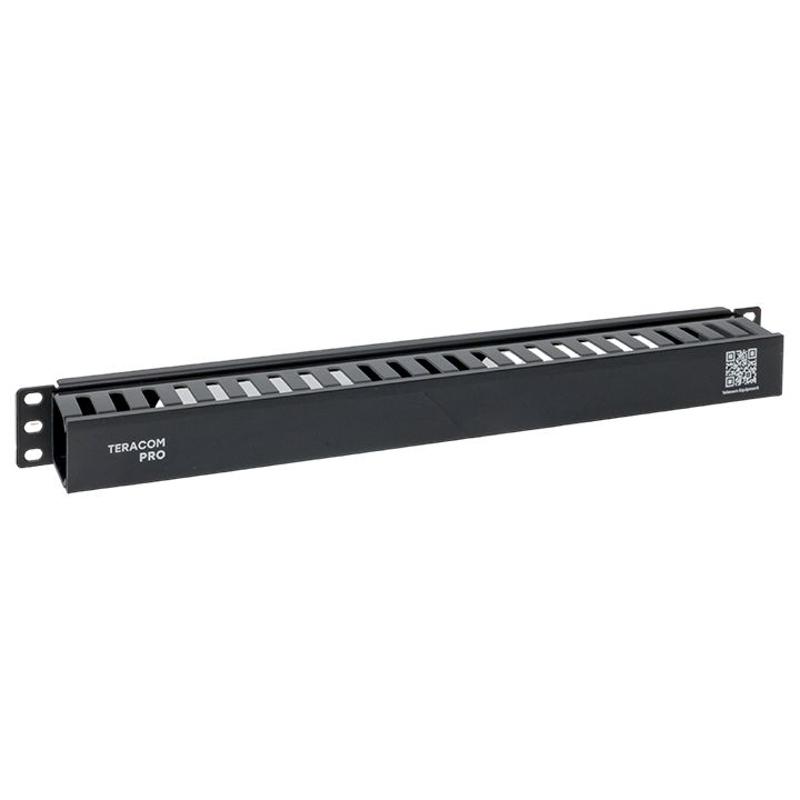 Кабельный органайзер TERACOM PRO с крышкой 19" 1U пластиковый черный | TRP-1CORF-PL-BK | EKF — миниатюра 1