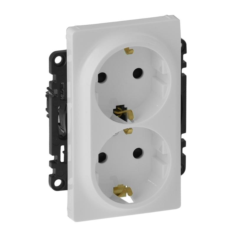 Valena LIFE DIY Белый Розетка 2-ая с/з с защитными шторками, безвинт.зажим | 753426 | Legrand — Legrand