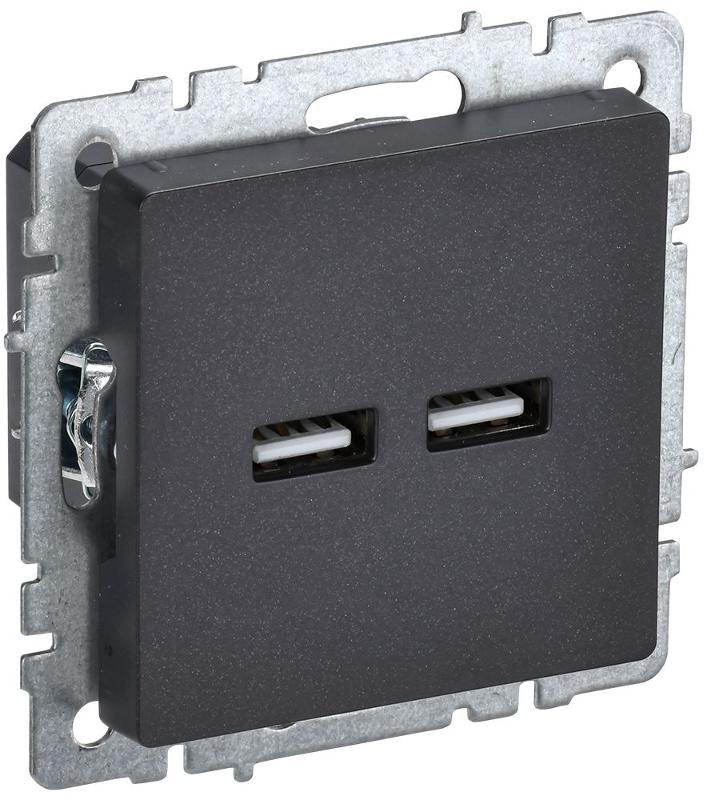 BRITE Розетка USB A+A 3,1А РЮ10-1-БрЧ черный | BR-U21-D31-K02 | IEK — миниатюра 1