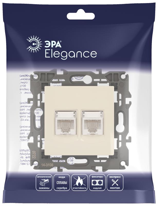 14-3108-02 Розетка 2хRJ45, IP20, сл.кость | Б0034309 | ЭРА — миниатюра 5