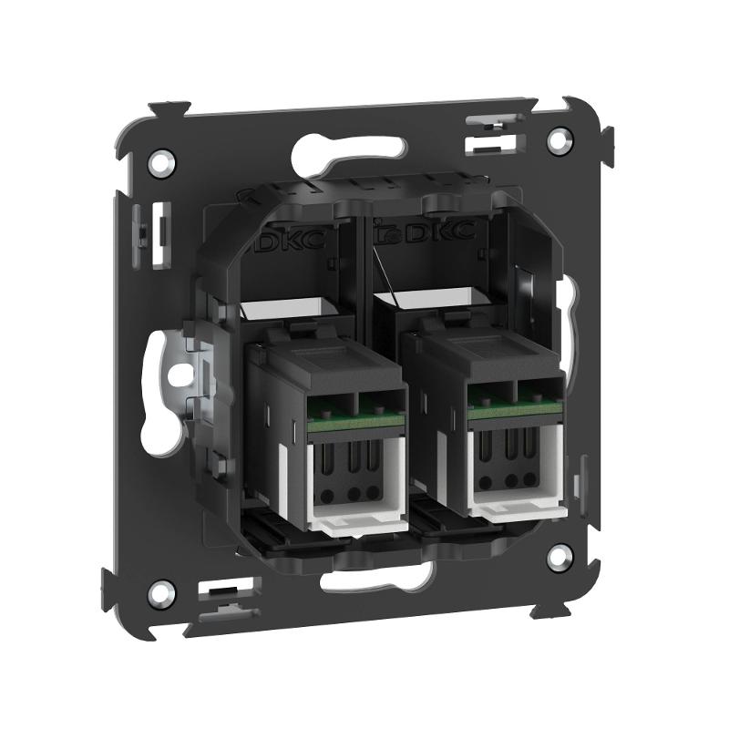 Компьютерная розетка RJ-45 в стену, кат.6А двойная, "Avanti", "Черный матовый" | 4412374 | DKC — миниатюра 3