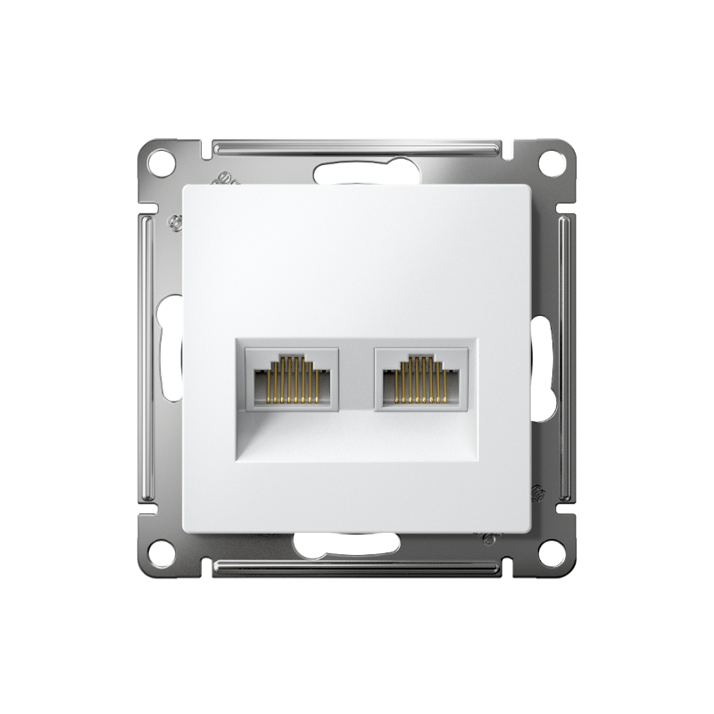 AtlasDesign Лотос Розетка 2-ая компьютерная RJ45+RJ45, кат.5Е, механизм | ATN001385 | SE — миниатюра 2