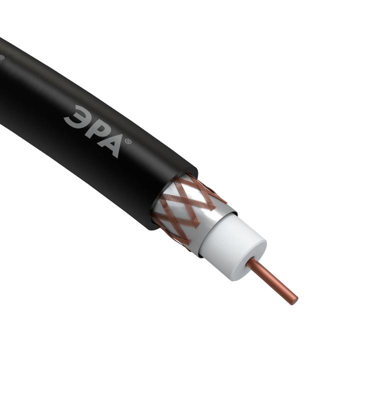 ЭРА Кабель коаксиальный RG-6U, 75 Ом, Cu/(оплётка Cu 64%), PE, цвет чёрный, бухта 100 м | Б0044604 | ЭРА — миниатюра 2
