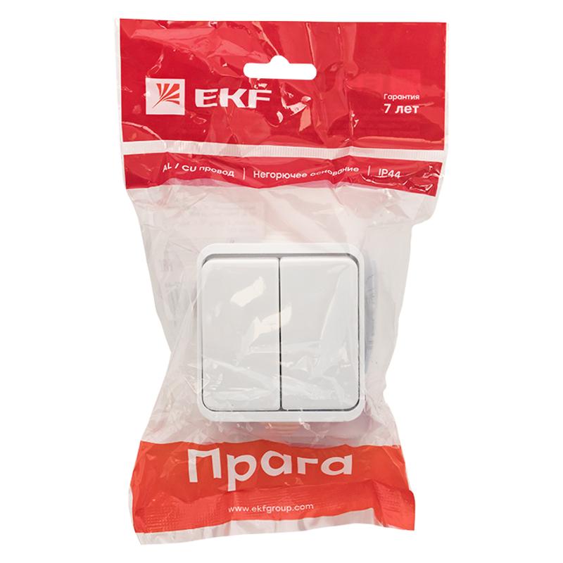 Прага Выключатель 2-клавишный 10А IP44 белый EKF | EKV10-023-10-44 | EKF — миниатюра 6