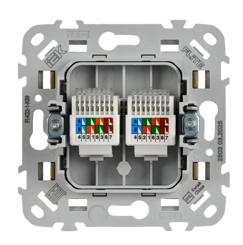 FLITE Розетка 2-ая компьютерная RJ45 кат.5Е UTP РК5е-2-0-ФлХ хаки | FI-K22-1-K59 | IEK — миниатюра 3