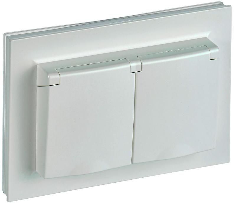 BRITE Розетка 2-ая с крышкой 16А в сб IP44 РСбш12-3-44-БрЖ жемчуг | BR-R26-16-44-K36-F | IEK — миниатюра 1