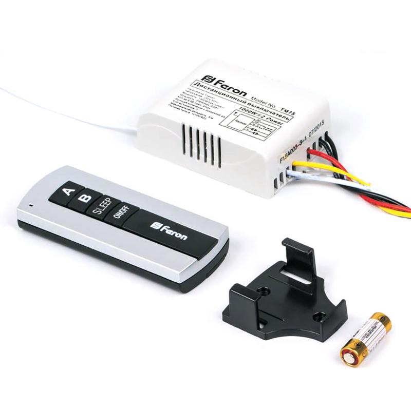 Выключатель дистанционный 230V 1000W TM75 2-х канальный 30м с пультом управления, черное серебро | 23344 | FERON — миниатюра 3