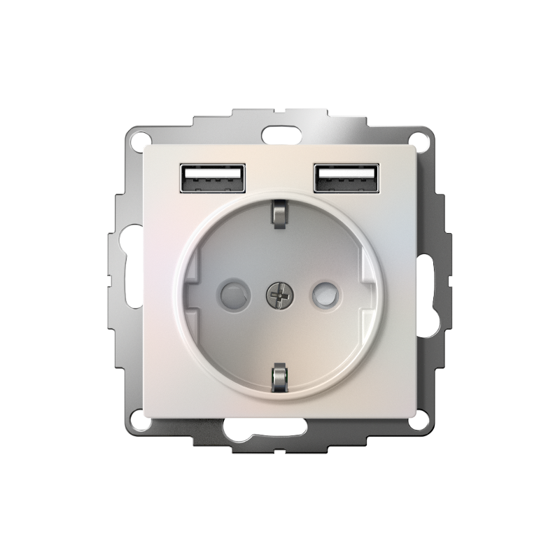 AtlasDesign Жемчуг Розетка 16А c 2 USB A+A, 5В/2,4А, 2х5В/1,2А, механизм | ATN000430 | SE — миниатюра 2