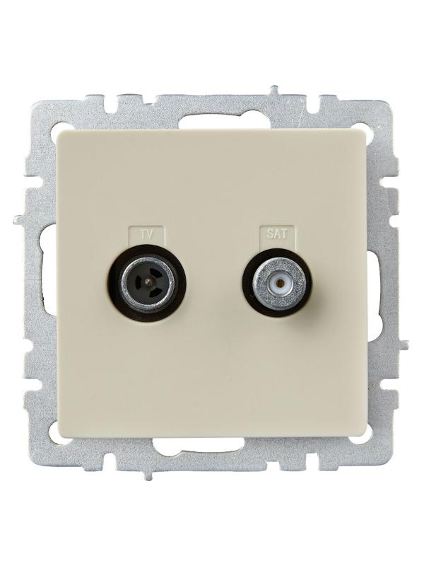 BRITE Розетка двойная TV+SAT РТВ/РСп12-БрКр бежевый  | BR-AF20-O-K10 | IEK — миниатюра 2