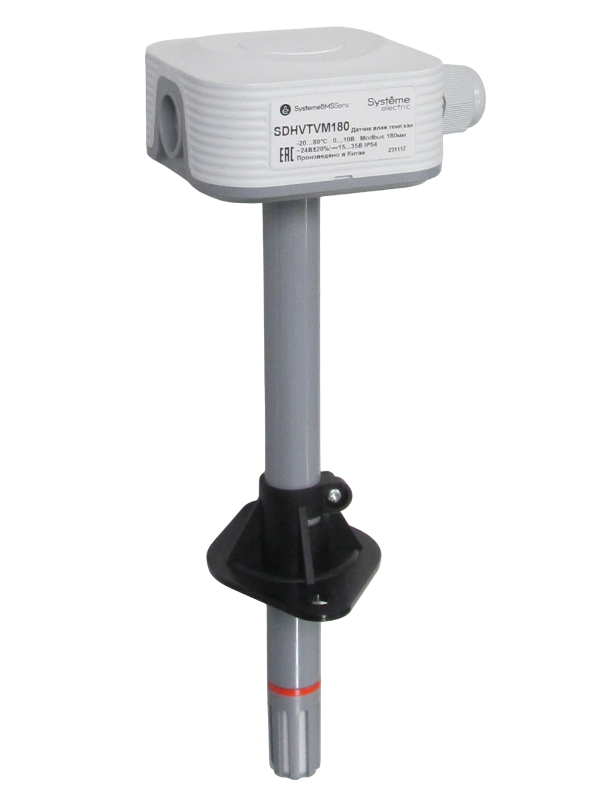 Датчик влажности и температуры канальный, 0…10В -20…+80°C Modbus 180мм(40…155мм ) ~24В/=15…35В | SDHVTVM180 | SE — миниатюра 1