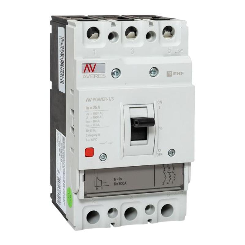 Выключатель автоматический AV POWER-1/3  25А 80kA TR AVERES | mccb-13-25H-TR-av | EKF — миниатюра 1
