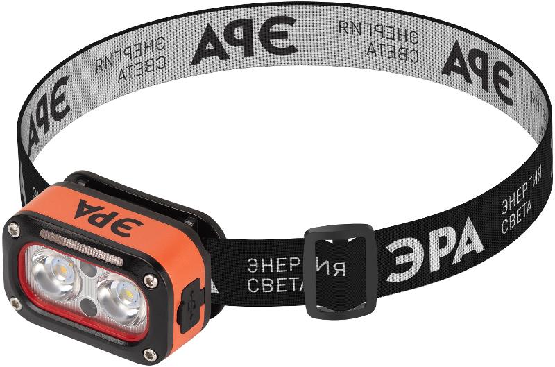 Фонарь налобный светодиодный  GA-812 Orange аккумуляторный 3+3 Bт сенсорное управление 5 режимов USB type C | Б0069575 | ЭРА — ЭРА (Энергия света)