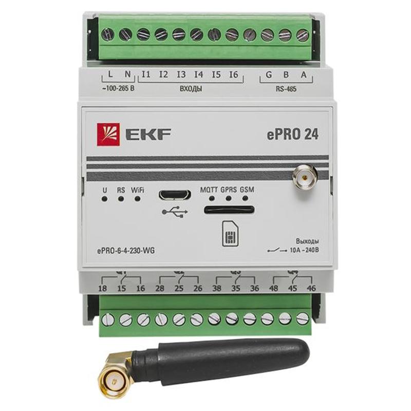 Контроллер базовый ePRO 24 удаленного управления 6вх\4вых 230В WiFi GSM с внешней антенной PROxima | ePRO-6-4-230-WG1 | EKF — миниатюра 29