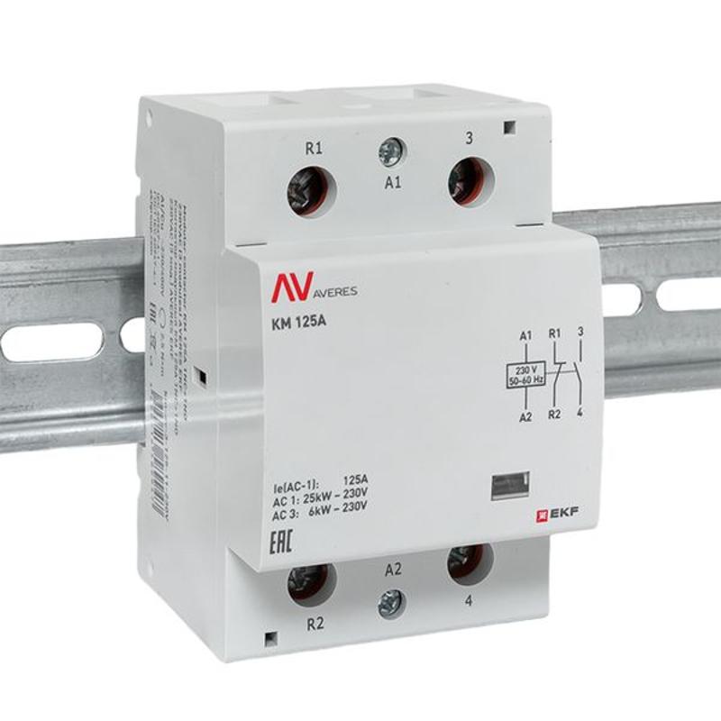 Контактор модульный КМ 125А 1NC+1NO 230VAC (3 мод.) AVERES | km-av-3-125-11-230V | EKF — миниатюра 2