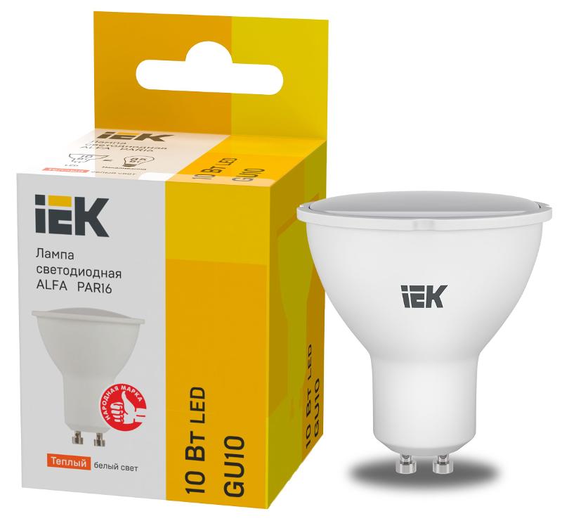 Лампа светодиодная  ALFA PAR16 софит 10Вт 230В 3000К GU10 (6шт) | LLA-PAR16-10-230-3-GU10-6 | IEK — IEK (ИЭК)