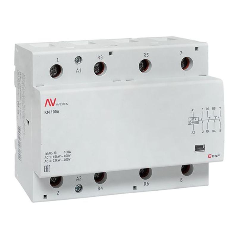 Контактор модульный КМ 100А 2NO+2NC 230VAC (6 мод.) AVERES | km-av-6-100-22-230V | EKF — EKF