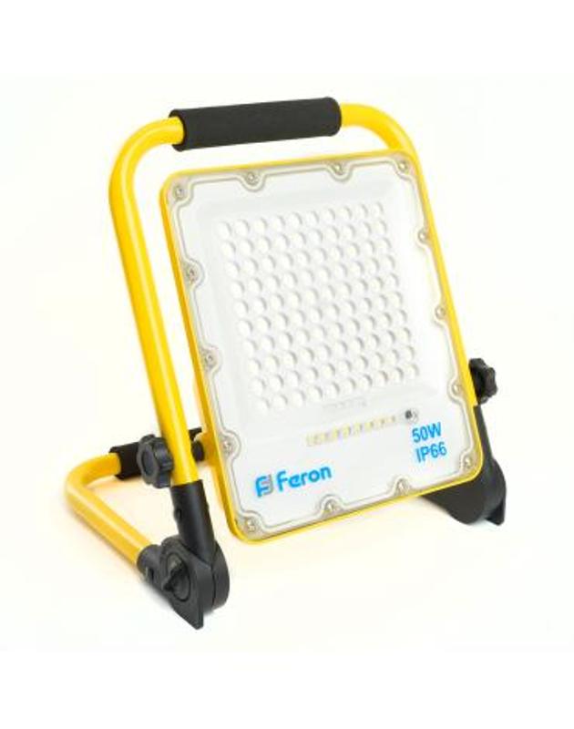 Прожектор светодиодный переносной с зарядным устройством 50W,  10Ah 18650, 6400K, IP66, LL-951 | 48676| Feron — Feron